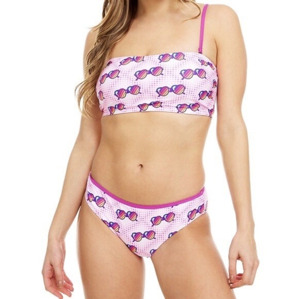 Undercurrent Juniors Print 2 Piece Convertible Bandeau Bikini Set Large New Nice